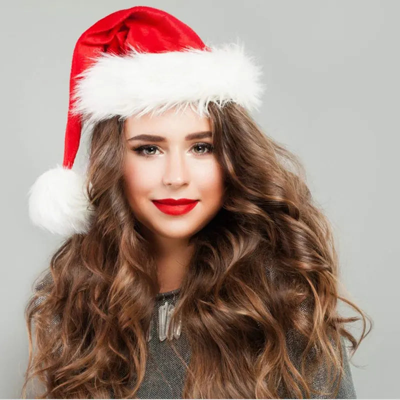 Christmas Santa Hat – Long Plush Holiday Hat for Adults & Kids