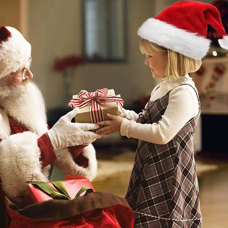 Christmas Santa Hat – Long Plush Holiday Hat for Adults & Kids