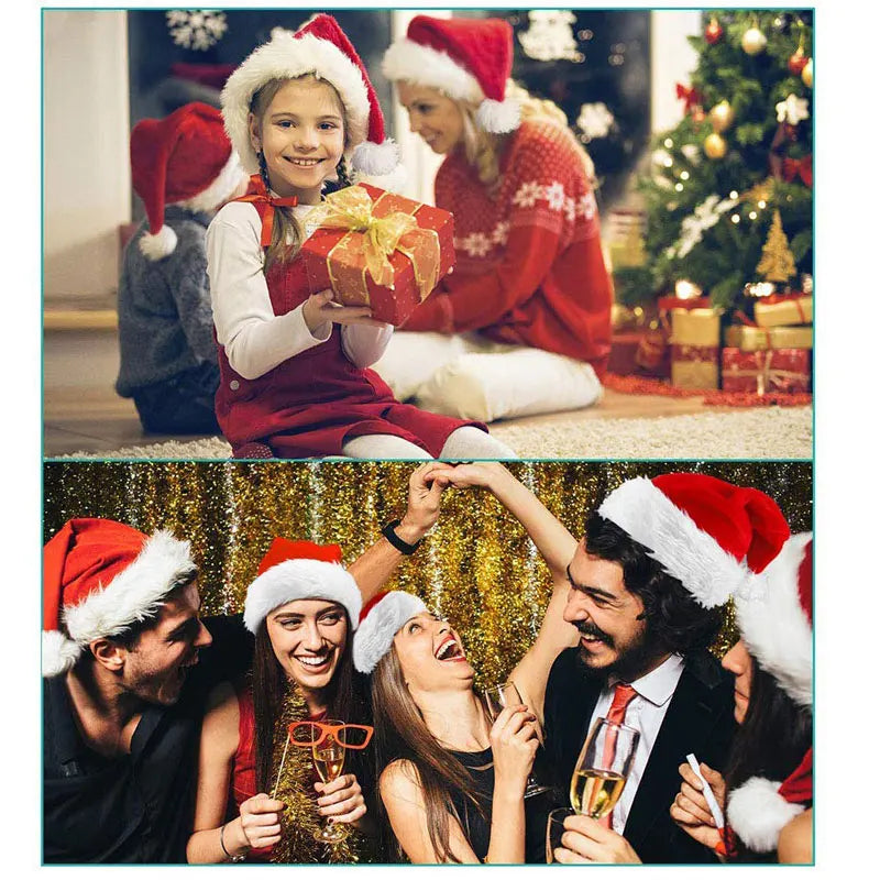 Christmas Santa Hat – Long Plush Holiday Hat for Adults & Kids