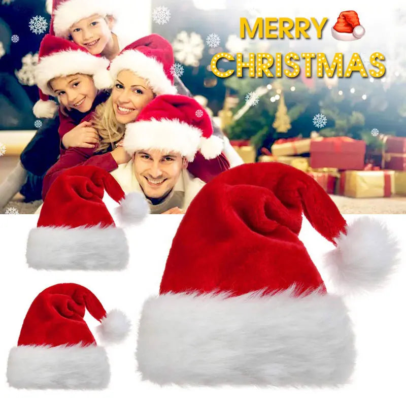 Christmas Santa Hat – Long Plush Holiday Hat for Adults & Kids