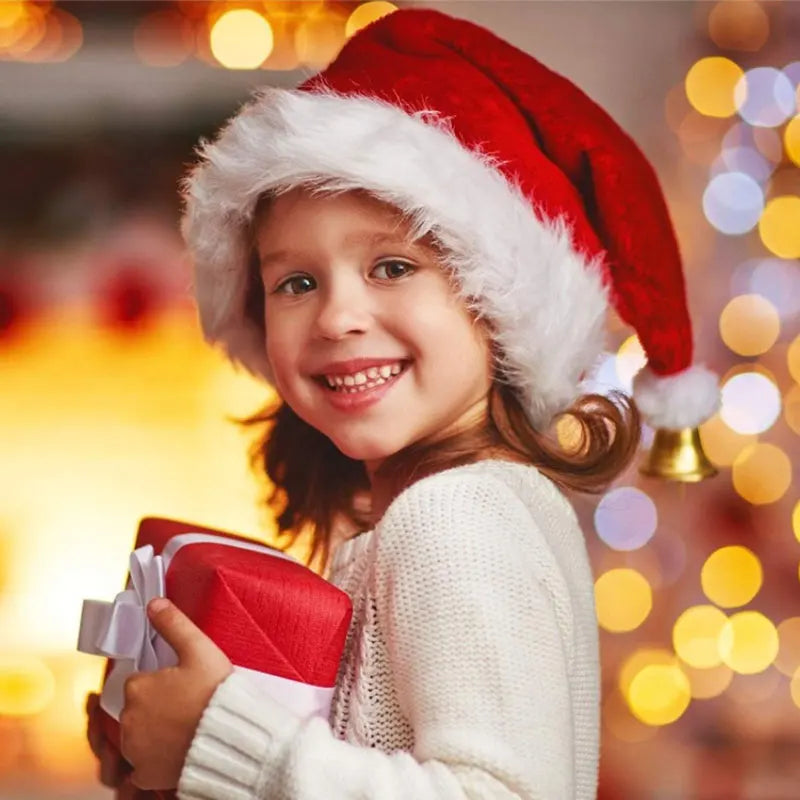 Christmas Santa Hat – Long Plush Holiday Hat for Adults & Kids