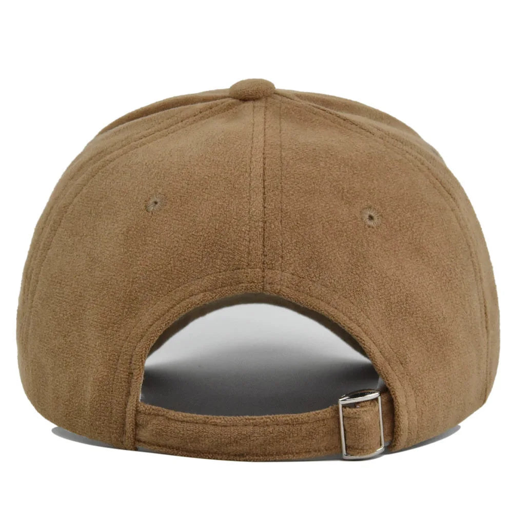 Retro Faux Suede Baseball Cap for Men and Women Hip Hop Cap with Adjustable Strap