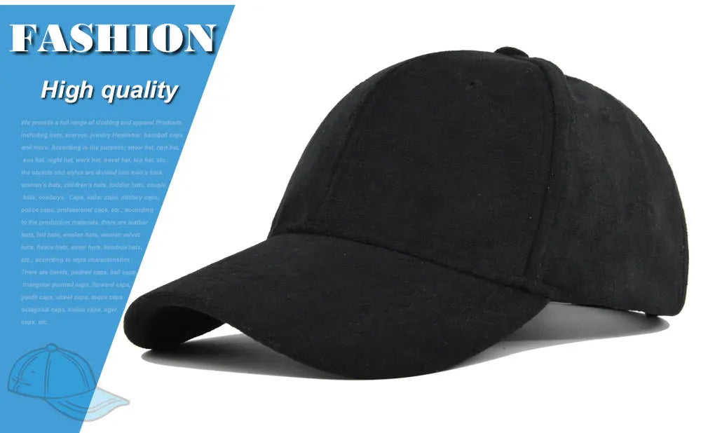 Retro Faux Suede Baseball Cap for Men and Women Hip Hop Cap with Adjustable Strap