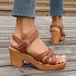 Women Platform Sandalias Cross Band Chunky Heeled Sandles