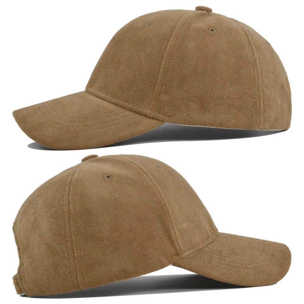 Retro Faux Suede Baseball Cap for Men and Women Hip Hop Cap with Adjustable Strap