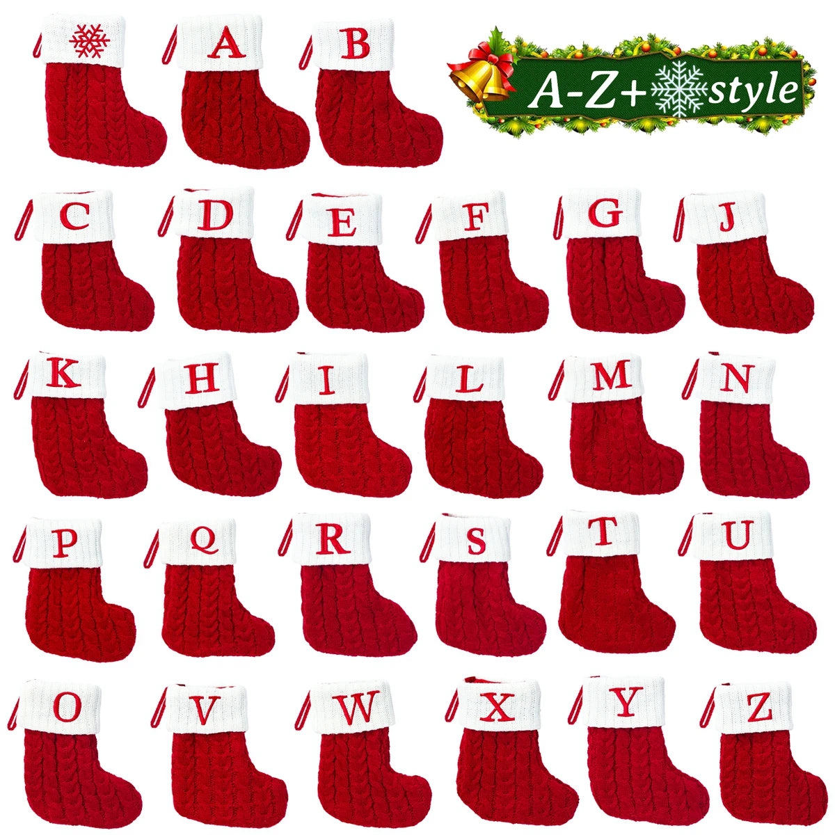 Christmas Socks Knitting Snowflake Letter Stocking Christmas Decoration For Home Xmas Tree Ornament Gift