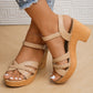 Women Platform Sandalias Cross Band Chunky Heeled Sandles