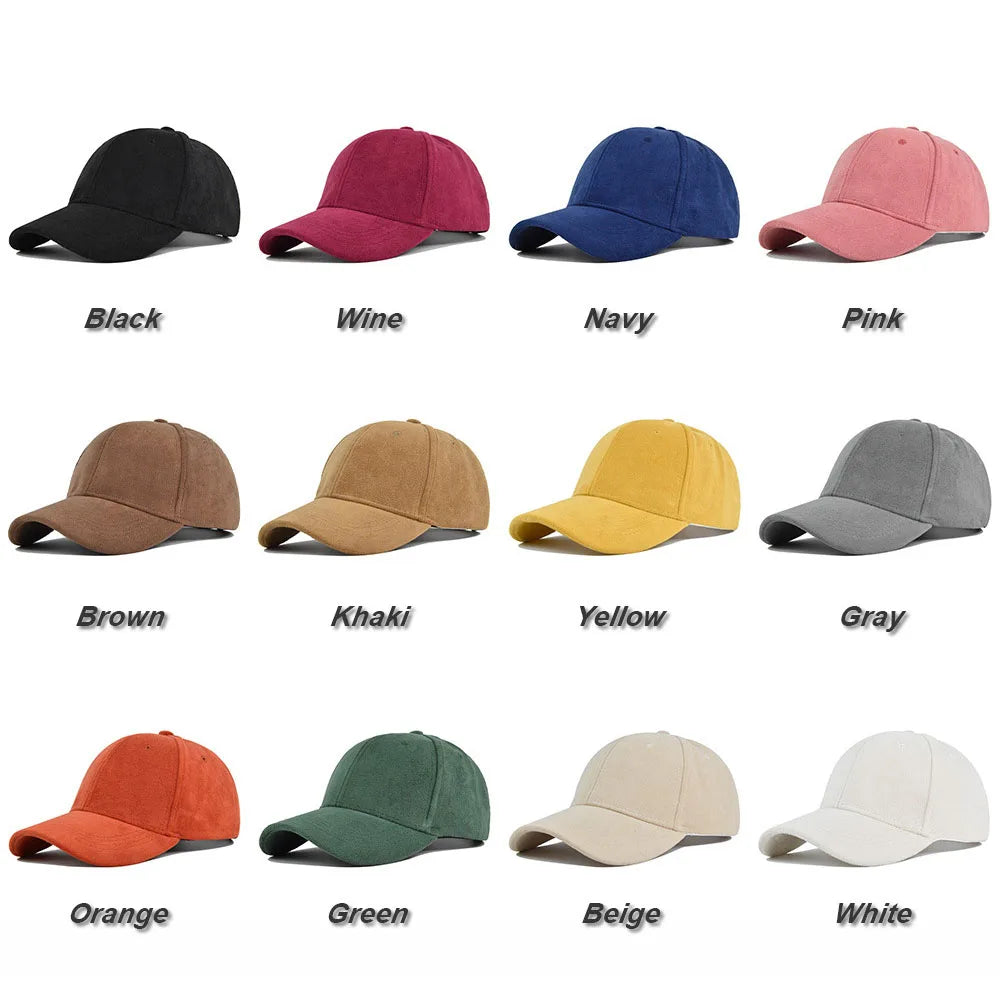 Retro Faux Suede Baseball Cap for Men and Women Hip Hop Cap with Adjustable Strap