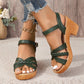 Women Platform Sandalias Cross Band Chunky Heeled Sandles