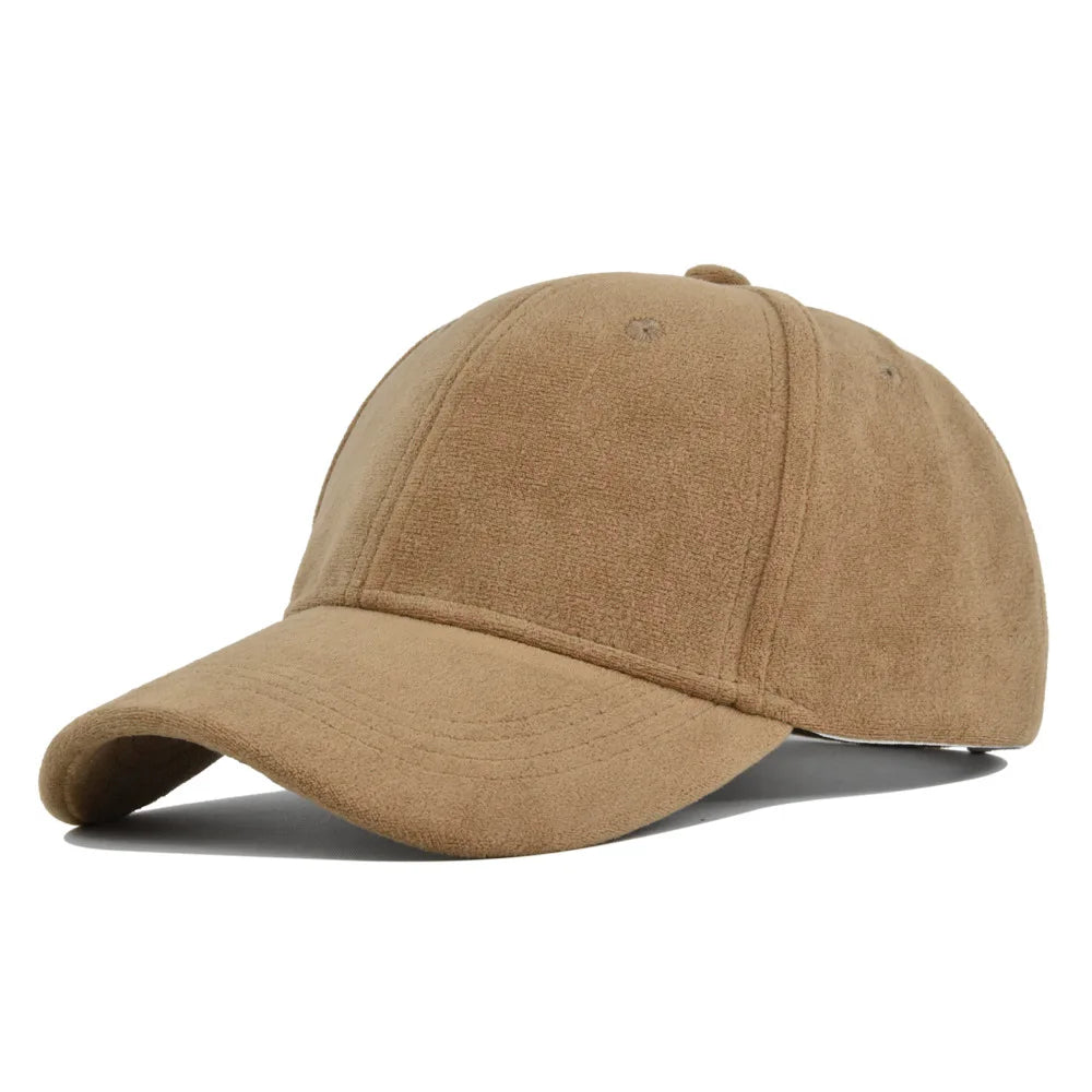 Retro Faux Suede Baseball Cap for Men and Women Hip Hop Cap with Adjustable Strap