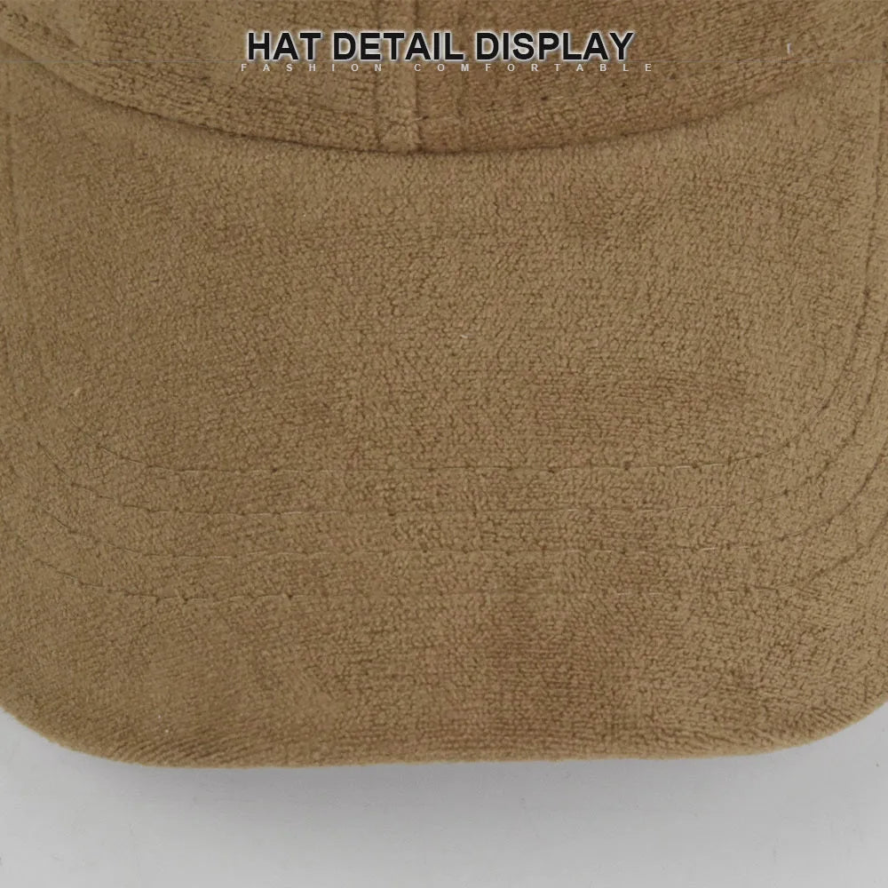 Retro Faux Suede Baseball Cap for Men and Women Hip Hop Cap with Adjustable Strap