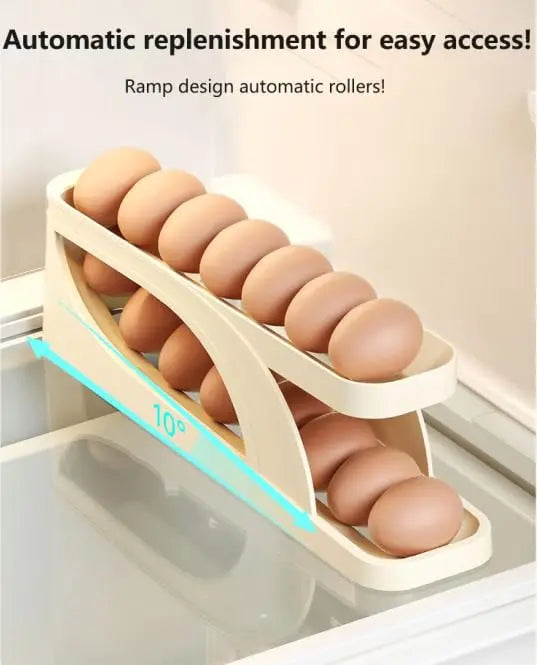 Auto-Roll Double-Layer Egg Holder for Fridge – Space-Saving Dispenser Eggs