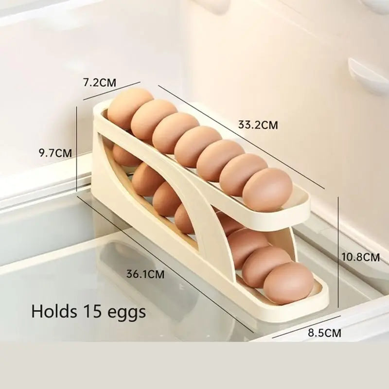 Auto-Roll Double-Layer Egg Holder for Fridge – Space-Saving Dispenser Eggs